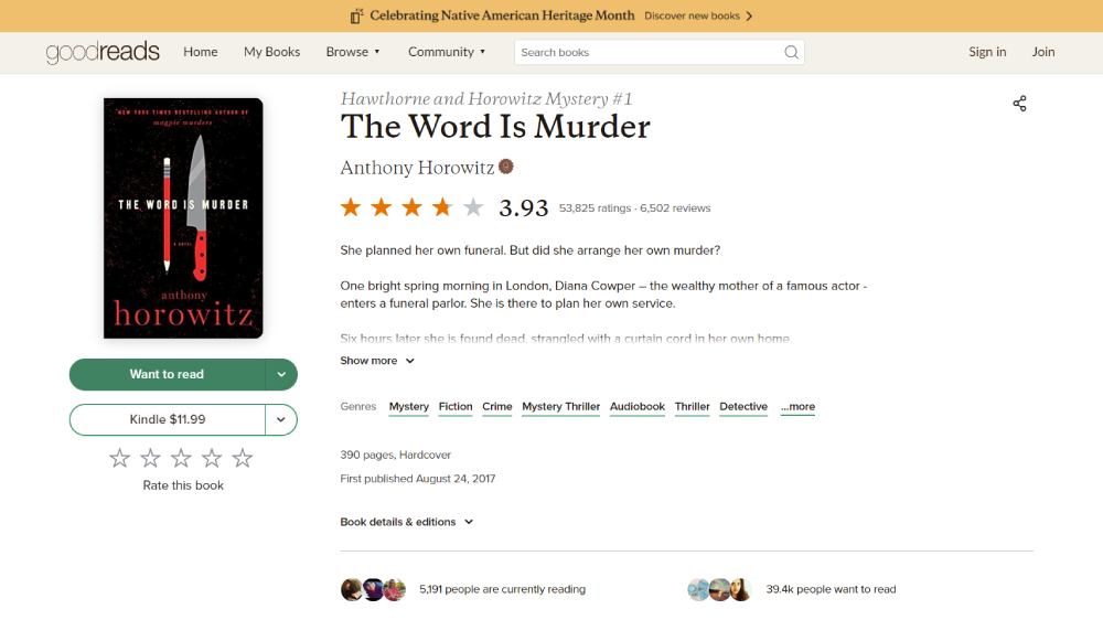 Los mejores libros de Anthony Horowitz: The Word Is Murder