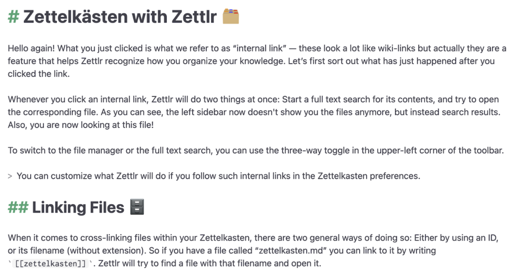 完整的 Zettelkasten 支持