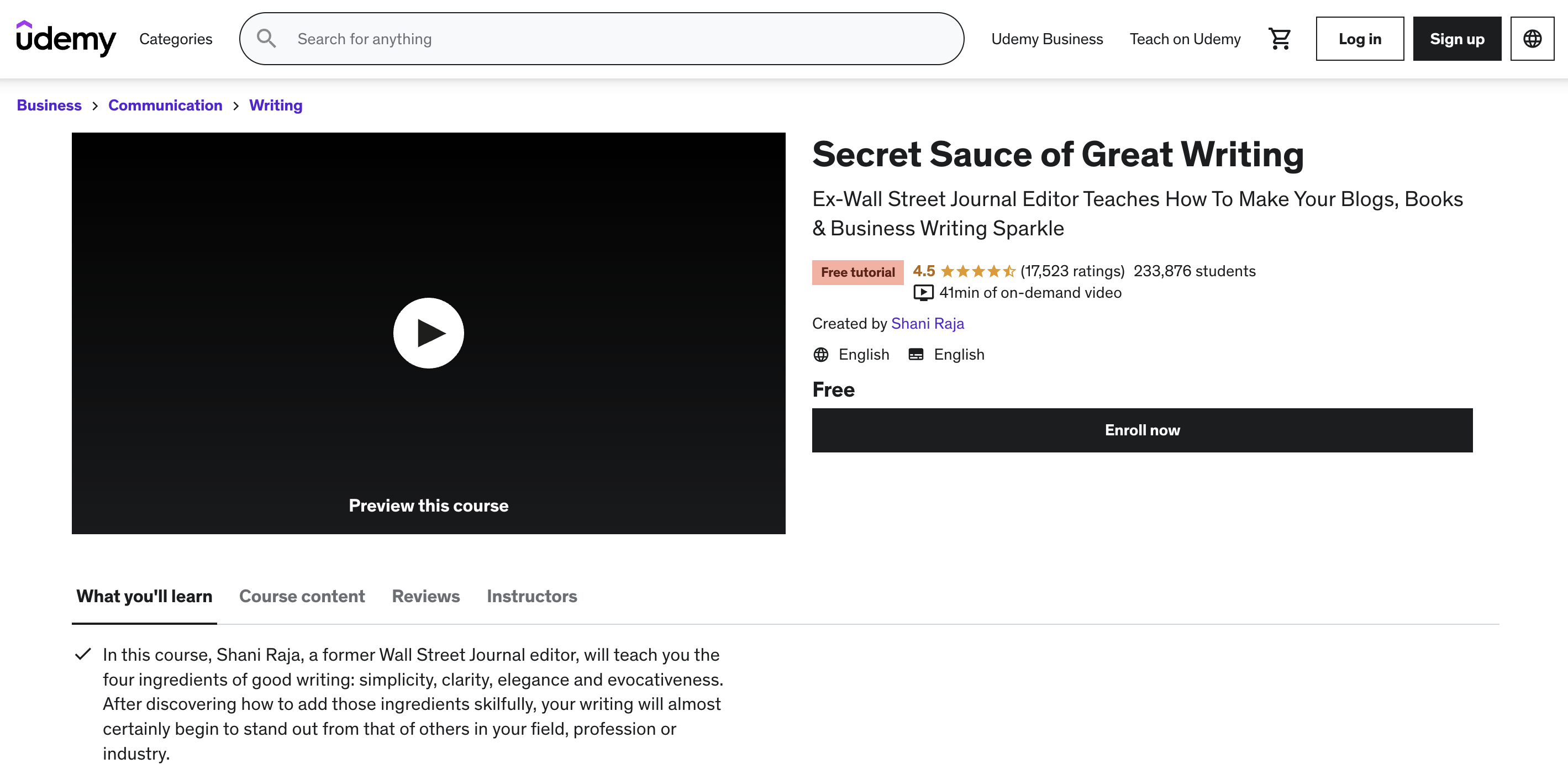 Sauce secrète de la grande écriture par Udemy