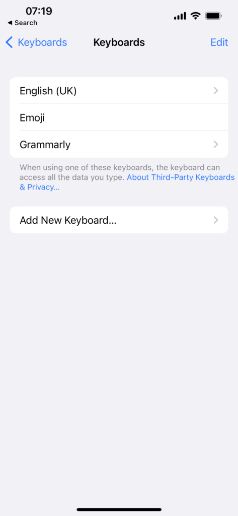 Pengaturan Keyboard Grammarly