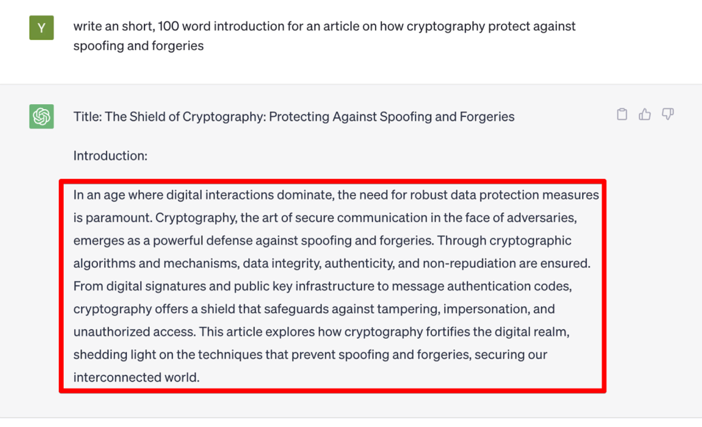 Introducción de ejemplo de ChatGPT