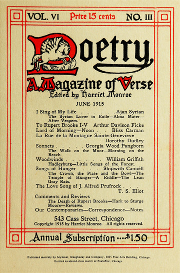 Ejemplos de versos libres: La canción de amor de J. Alfred Prufrock de T. S. Eliot, 1915