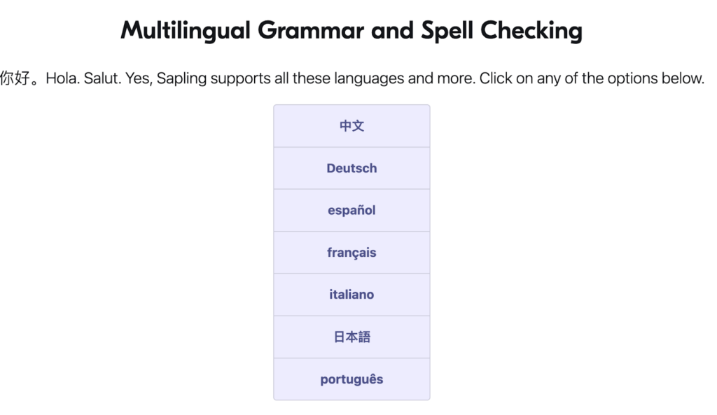 Sapling funciona en varios idiomas